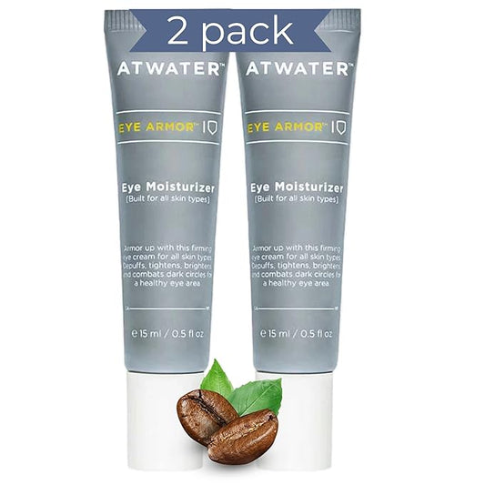 ATWATER Men's Eye Cream, Anti-Aging Under Eye Treatment for Dark Circles, Puffiness and Fine Lines, Hydrating Face Moisturizer for Men - 0.5 oz (2-Pack)