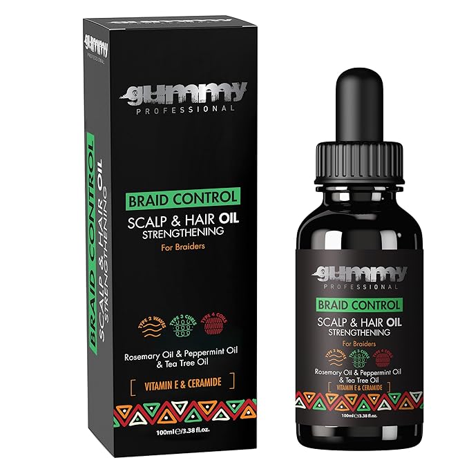 Gummy Professional Braid Control Scalp & Hair Oil - Moisturizing Growth Oil for Women and Men - Hydrating Curl Treatment for Braids, Locs, Frizz and Dry Itchy Scalp - 100ML