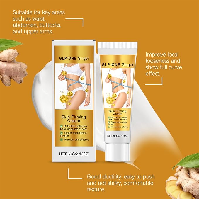 Ginger Firming Cream for Tight Lift & Firm Booty - Flat Belly Firming Cream with Ginger Extract - Skin Tightening & Smoothing Body Cream