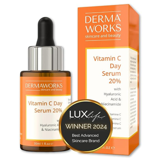 VITAMIN C SERUM FOR FACE – Hyperpigmentation Treatment, Dark Spot Corrector, Anti Wrinkle & Skin Brightening with Niacinamide, Hyaluronic Acid & Glycerin for Skin – Hydrating Glow Serum by DERMAWORKS