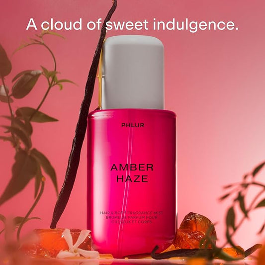 PHLUR Amber Haze Body Mist - Hair & Body Fragrance Mist - Amber, Jasmine, Saffron & Vanilla Body Spray (8 Fl Oz)