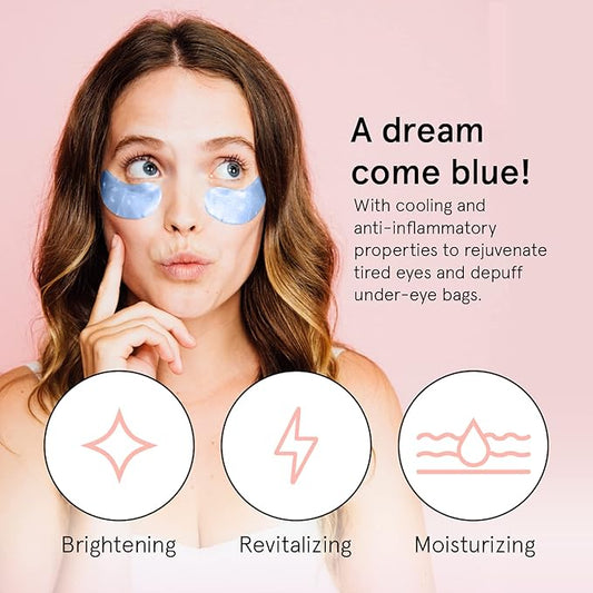 grace & stella Award Winning Under Eye Mask Reduce Dark Circles, Puffy Eyes, Undereye Bags, Wrinkles, Gel Under Eye Patches, Birthday Gifts for Women - Vegan Cruelty-Free Self Care (48 Pairs, Blue)