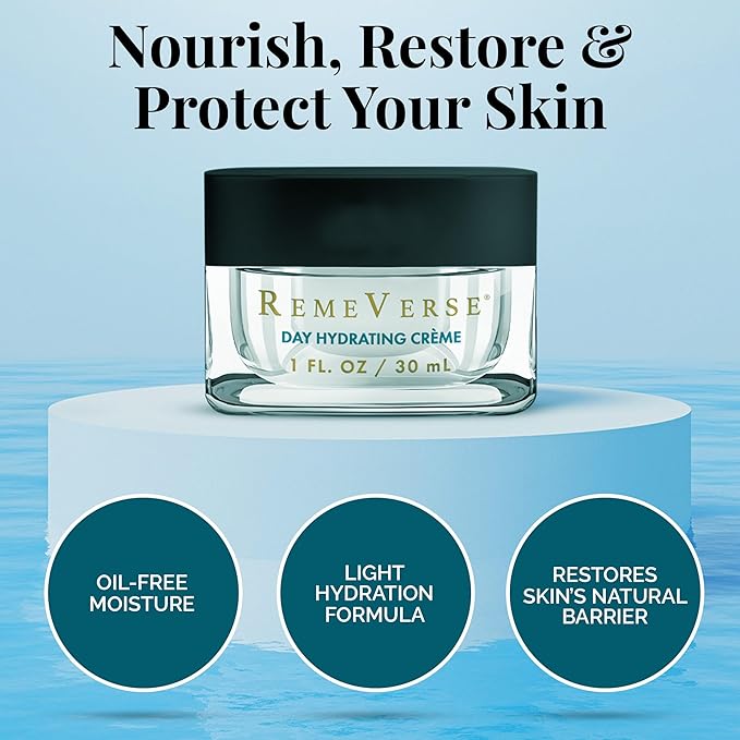 RemeVerse Day Hydrating Crème - Skin-Renewing Face Moisturizer for Women & Men, Hydrating Formula with Hyaluronic Acid, Peptides, Collagen & Glycerin for All Skin Types - Nourishing Facial Cream