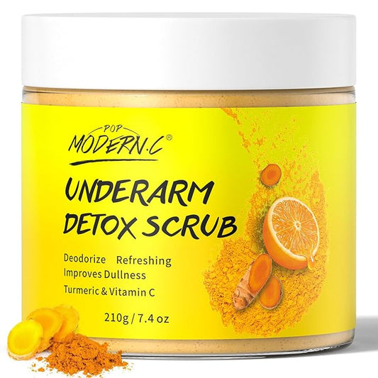 Underarm Detox Scrub with Turmeric Vitamin C Dark Spot Armpit Remover Body Deodorant Even Skin Tone Exfoliating Body Scrub for Women and Men Pigmentation Removal Exfoliator also for Whole Body