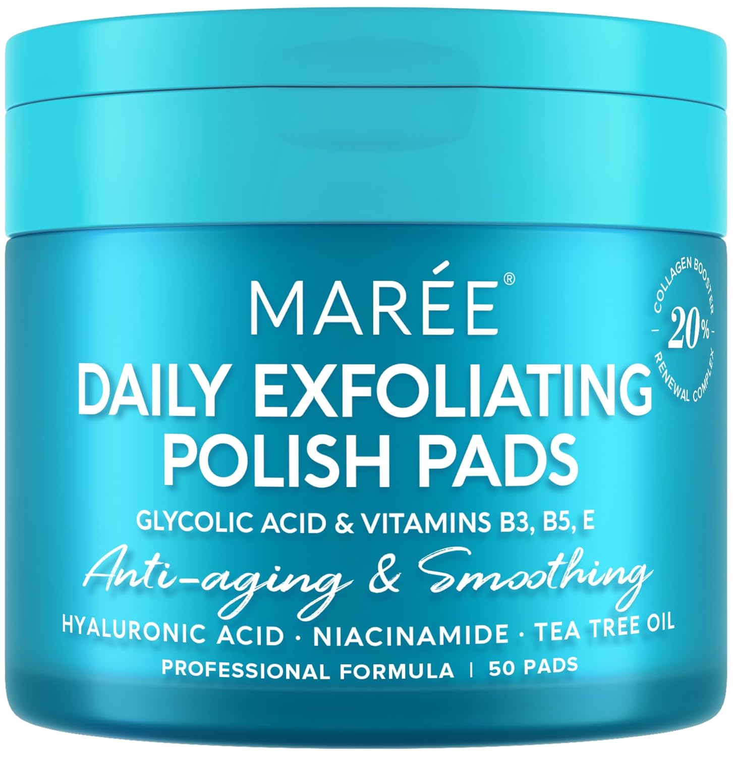 Glycolic Acid Polishes - Toner Pads for Face Cleansing - Tea Tree Oil, Salicylic Acid & Vitamins E, B3, B5 - Facial Peel & Radiance Deep Cleaning Effect - 50 Count