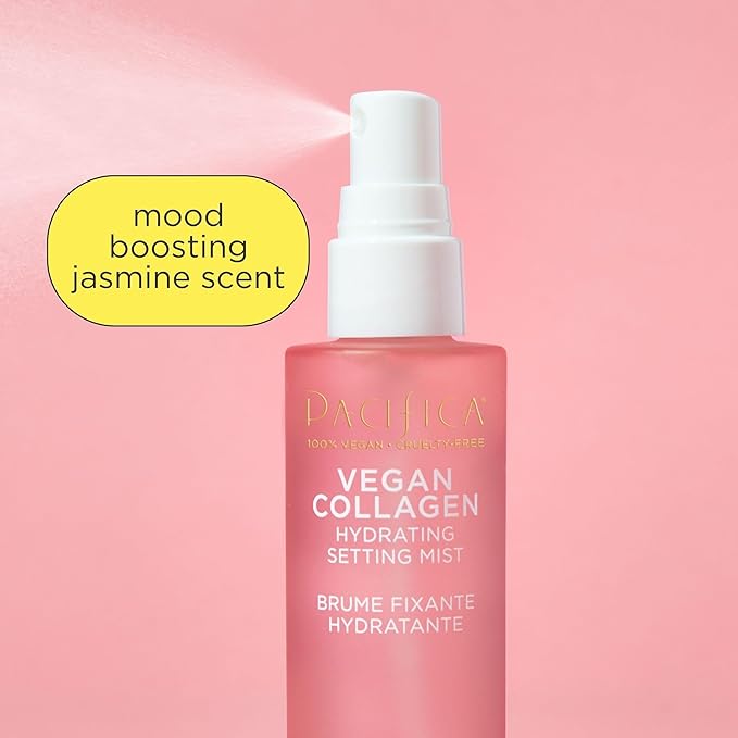 Pacifica Beauty Vegan Collagen Hydrating Setting Mist – Hydrating Illuminating Face Primer for Dewy Skin, w/Vegan Collagen & Squalane for Radiant Glow, Soft-Focus Pore Blurring Makeup Base