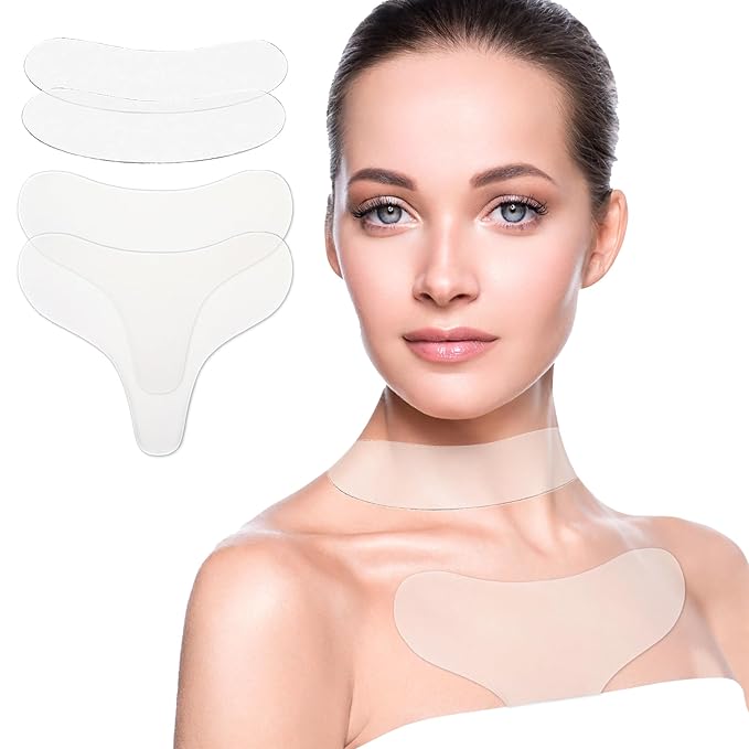 Chest Neck Wrinkle Patches -Silicone Patches for Wrinkles, Neck Mask Chest Patch for Decollete & Cleavage, Anti Ageing Wrinkle Remover, Reusable Overnight Wrinkles Treatment for Women,4 Pack