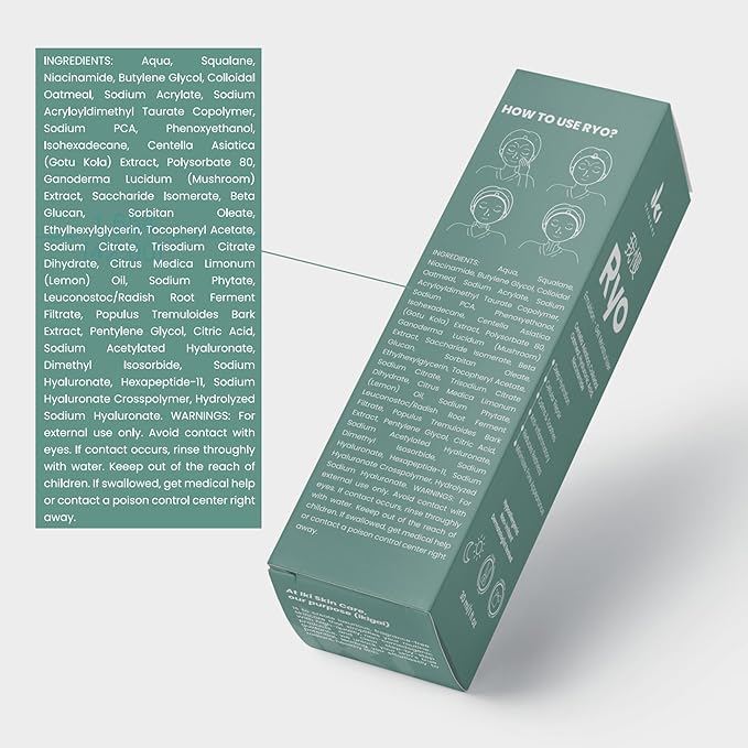 RYO Emulsion Gel Moisturizer - Lightweight Face Lotion with Hyaluronic Acid, Niacinamide & Centella Asiatica - Hydrates, Soothes & Strengthens Barrier - For Sensitive & Acne-Prone Skin