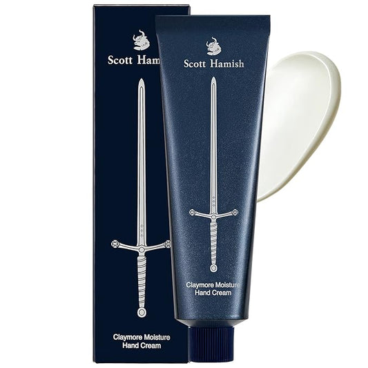 Scott Hamish Claymore Moisture Hand Cream - Hand Moisturizer for Men - Moisturizing Hand Cream for Dry, Cracked Hands with Shea Butter & Milk Thistle – Bergamot Mandarin and Musky Scent, 1.69oz.