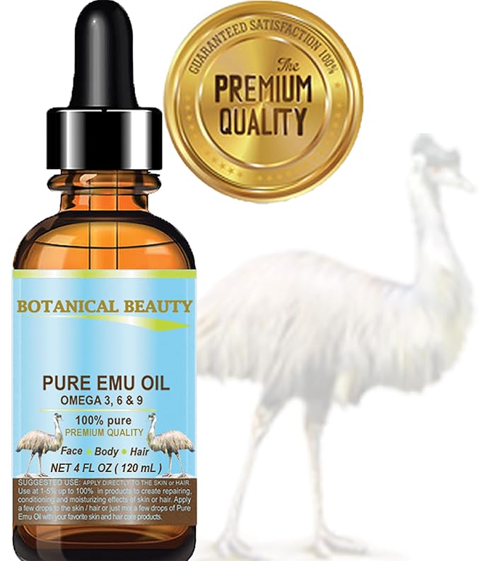 Botanical Beauty PURE EMU OIL 100% Natural Unrefined for Face, Skin, Body, Hands, Feet, Nails, Hair, Lip Care 2 Fl Oz - 60 ml