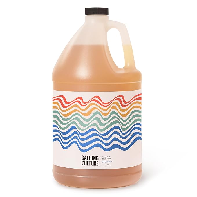 Bathing Culture, Organic Mind + Body Wash, Natural, Biodegradable, Sustainable, Vegan Personal Care, All Natural Organic Body Wash for Women and Men, 1 Gallon, Break Water Scent