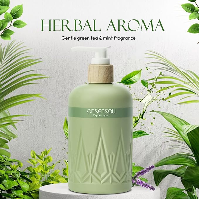 Moisturizing Body Wash for Sensitive Skin Women & Men, Full Body Wash with Hot Spring Yeast, Ocean Nutrients & Kaolin from Japan, Daily Use 10.1 Fl Oz