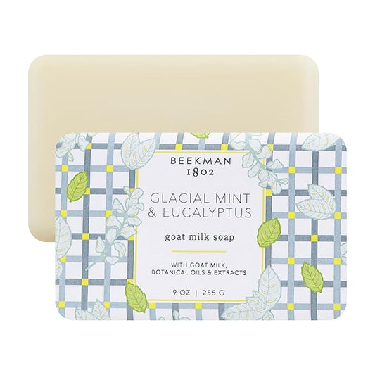 Beekman 1802 Glacial Mint & Eucalyptus Goat Milk Soap - Scented - 9 oz - Cleanses, Nourishes & Hydrates - Certified Microbiome Friendly - No Irritation - Good for Sensitive Skin
