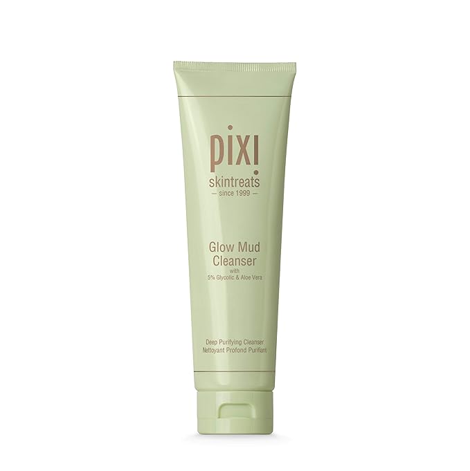 Pixi Glow Mud Cleanser | Purifying Daily Cleanser with 5% Glycolic Acid | Gently Exfoliates & Purifies Without Stripping | Deep Pore Cleanse & Brighten | 4.57 fl. oz / 135 ml
