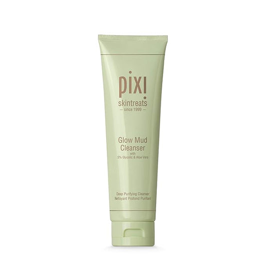 Pixi Glow Mud Cleanser | Purifying Daily Cleanser with 5% Glycolic Acid | Gently Exfoliates & Purifies Without Stripping | Deep Pore Cleanse & Brighten | 4.57 fl. oz / 135 ml