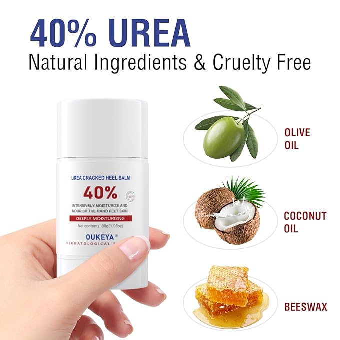 OUKEYA Urea Cream Stick 40 Percent,Heel Balm,Hand Cream and Foot Cream for Dry Cracked,Cracked Heel Treatment,Avoid Frostbite,40 Percent Urea Lotion for Feet Maximum Strength