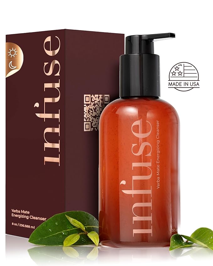 Infuse Hydrating Face Wash for Women – Antioxidant Gentle Face Cleanser Infused with Yerba Mate & Peptides – Unscented, Sensitive Skin Cleanser, 150ml
