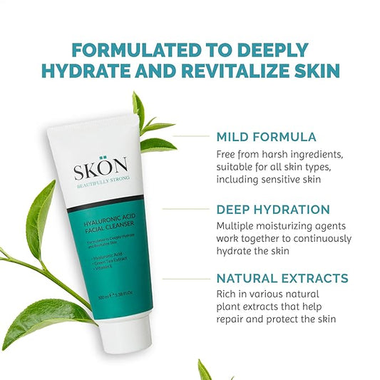 Skön Beautifully Strong Hyaluronic Acid Facial Cleanser – Gentle Hydrating Face Wash for Deep Cleansing & Collagen Boost – For All Skin Types – 100ml