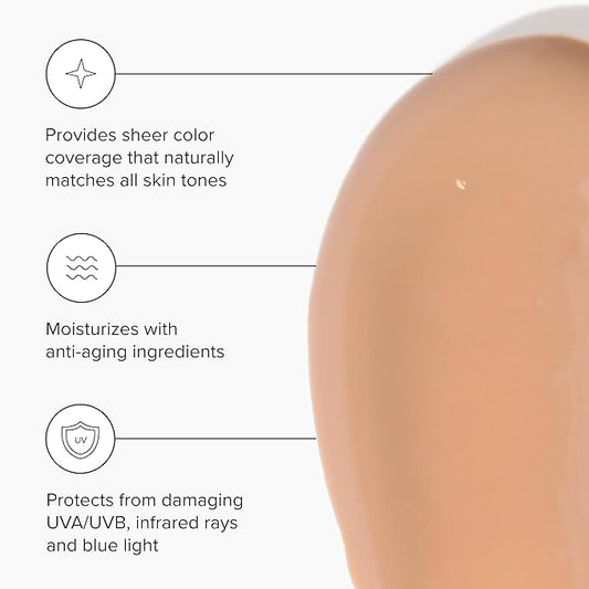 DRMTLGY Anti-Aging Tinted Moisturizer with SPF 46. Universal Tint. All-In-One Light Coverage Dewy Tinted Face Sunscreen with Broad Spectrum Protection Against UVA and UVB Rays. 1.7 oz, 2 pack