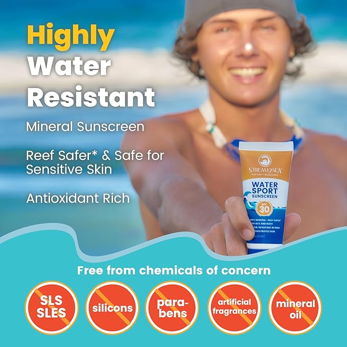 STREAM 2 SEA SPF 30 Tinted Sunscreen Biodegradable and Reef Safe, 1 Fl oz Pack of 3 Travel Size Paraben Free Non Greasy and Moisturizing Mineral Sunscreen For Face, Body Protection Against UVA and UVB
