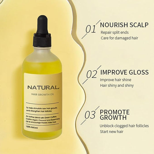 Hair Growth Oil，hair Growth Serum，100% Natural Rosemary Oil ，Improve Your Scalp Health & Forces Hair Growth Naturally Inunder (1PCS)