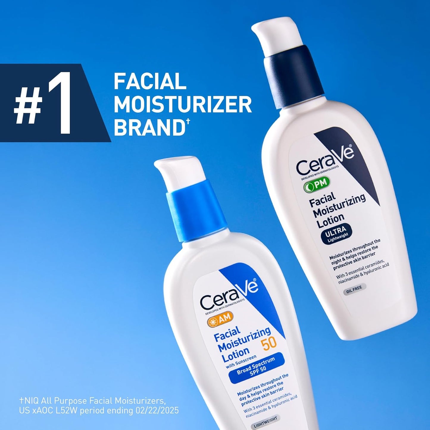 PM Facial Moisturizing Lotion, Night Cream with Hyaluronic Acid and Niacinamide, Ultra-Lightweight, Oil-Free Moisturizer for Face, 3 Ounce