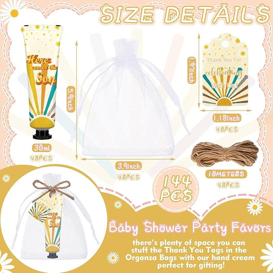 48 Sets Baby Shower Hand Cream Party Favors for Guests Gift Bulk Travel Size Hand Lotion Set for Baby Shower Wedding Christmas(Here Comes the Son)