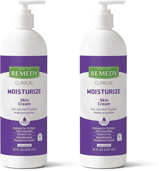 Medline Remedy Phytoplex Nourishing Skin Cream, Unscented Skin Moisturizer, Paraben Free Body Lotion, 16 Fl Oz (Pack of 2)