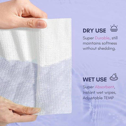 PoeticEHome Disposable Face Towel | Thick & Absorbent | Clean Face Tissue Biodegradable | Cotton Dry Wipes for Facial Cleansing & Makeup Removing