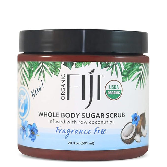 Whole Body Scrub - Infused with Coconut Oil, Exfoliating Sugar Scrub for Smooth and Soft Skin, Exfoliates & Restores Skin's Natural Biosphere, Fragrance Free 20 oz