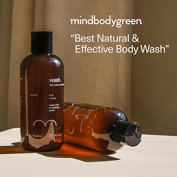 Maude Wash No. 2 - pH Balanced Moisturizing Body Wash & Bubble Bath - With Vitamin C & E for Whole-Body Skin & Feminine Care - Skin-Softening Shower Gel - Pink Pepper, Lemon & Cedarwood (12 fl oz)