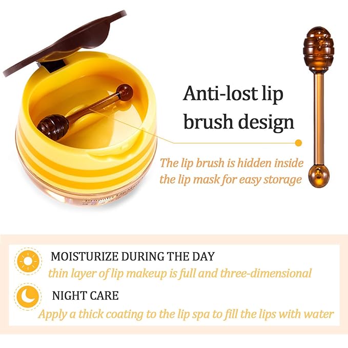 Honey Lip Balm Pot - Moisturizing Lip Mask with Propolis - Prevents Dry, Cracked Lips - Exfoliator (1 Pack)
