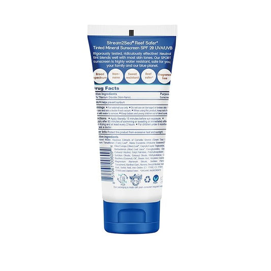 STREAM 2 SEA SPF 20 Tinted Sunscreen Biodegradable and Reef Safe, 1 Fl oz Travel Size Pack of 3, Paraben Free Non Greasy and Moisturizing Mineral Sunscreen For Face and Body Against UVA and UVB