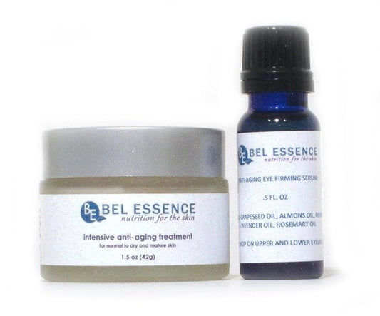 Anti-Aging Face Cream & Anti-Wrinkle Under Eye Serum Mini Skin Care Set - Natural Hydrating Face Cream, Eye Serum for Normal/Dry Skin - Reduce Fine Lines, Firm Skin - 1.5 Oz/.5 Oz