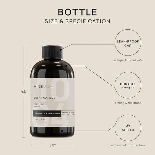 VINEVIDA [4 Fl Oz] Scent NO. 1004 Inspired by Mystify Fragrance Oil for Cold Air Diffusers, Aromatic Notes of Lily Melon Musk, Essential Oils for Diffuser Oil Refill & Air Freshener Room Spray