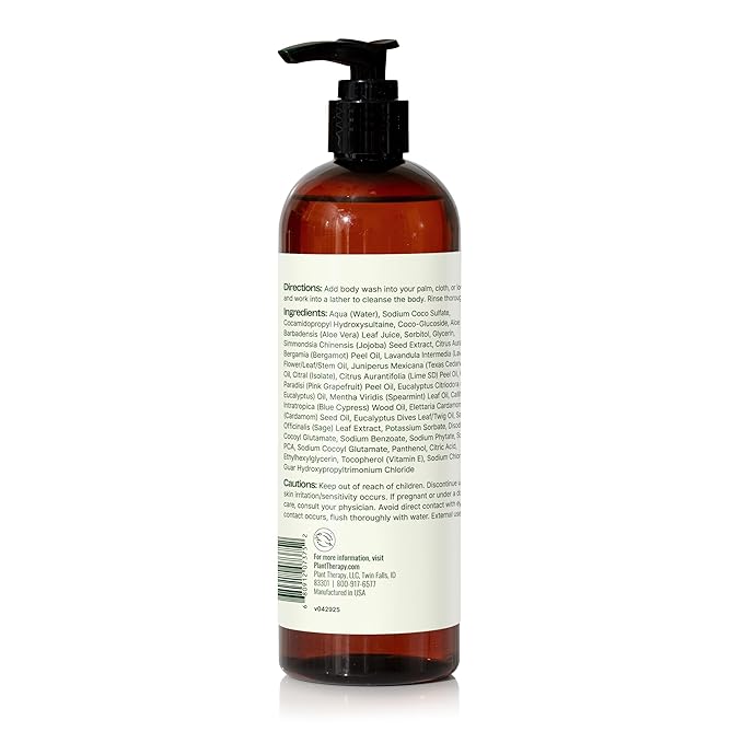Plant Therapy Citrus Refresher Body Wash 16 oz Bright, Refreshing Citrus Aroma Awakens the Senses, Lush Lather Gently Cleanses & Hydrates Skin, Made Without Harsh or Irritating Ingredients