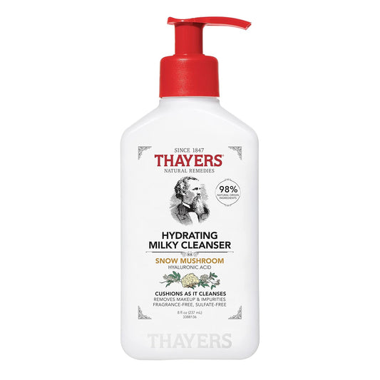 Milky Hydrating Face Cleanser with Snow Mushroom & Hyaluronic Acid – Gentle Facial Wash for Dry, Sensitive Skin – Moisturizing, Non-Stripping, Paraben-Free, Fragrance-Free, Dermatologist Recommended – 8 Fl Oz (Clear)