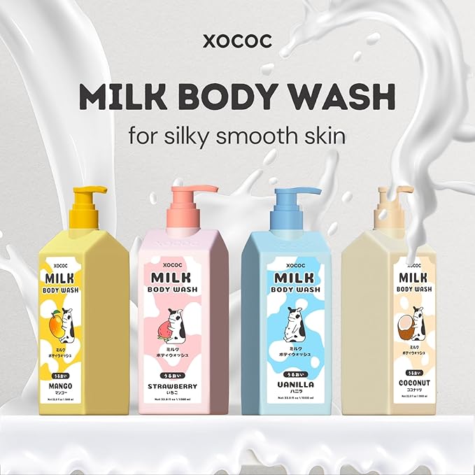 Strawberry Milk Body Wash, Hydrating Daily Cleanser for Soft Smooth Skin, Infused with Milk Protein & Strawberry Scent, Skin-Friendly Formula, 33.8 fl oz