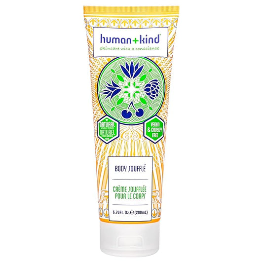 Human+Kind Body Souffle - Light, Fluffy Skin Conditioner for Hydrating and Smoothing Dry Skin - Natural, Vegan Formula with Shea Butter and Apricot Kernel Oil - Light, Fresh Fragrance - 6.76 oz