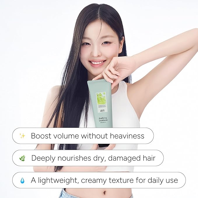 Purifying Hair Treatment Mask – Scalp & Root-Nourishing Conditioner w/Biotin & Centella – Sulfate & Paraben-Free, pH-Balanced, Strengthening Formula – Green Breeze, 250g / 8.81 oz