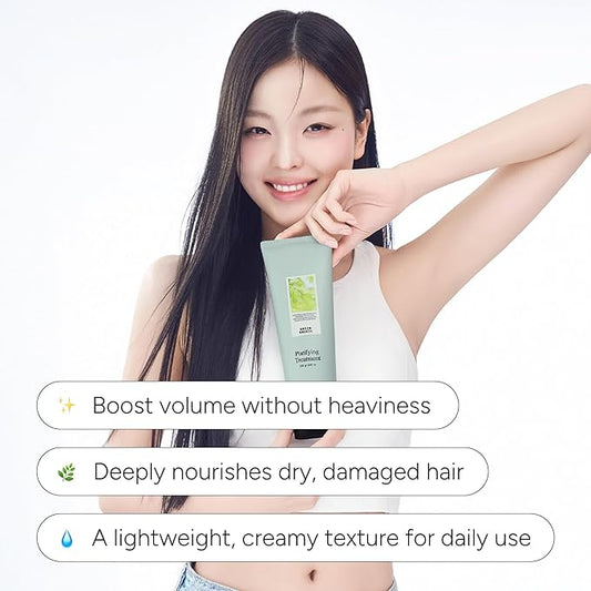 Purifying Hair Treatment Mask – Scalp & Root-Nourishing Conditioner w/Biotin & Centella – Sulfate & Paraben-Free, pH-Balanced, Strengthening Formula – Green Breeze, 250g / 8.81 oz