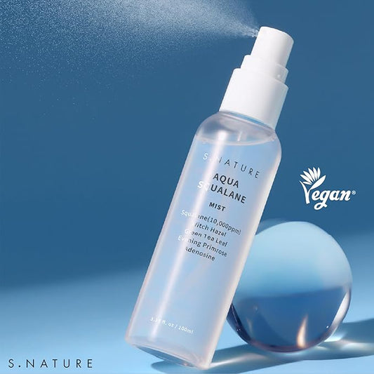 AQUA SQUALANE MIST, Vegan, Face Spray, Light-weight Face Moisturizer, Hydrating Mist for Glow Skin, Green Tea Extract for soothe skin, Korean Skincare (100ml, 3.38 fl oz.)