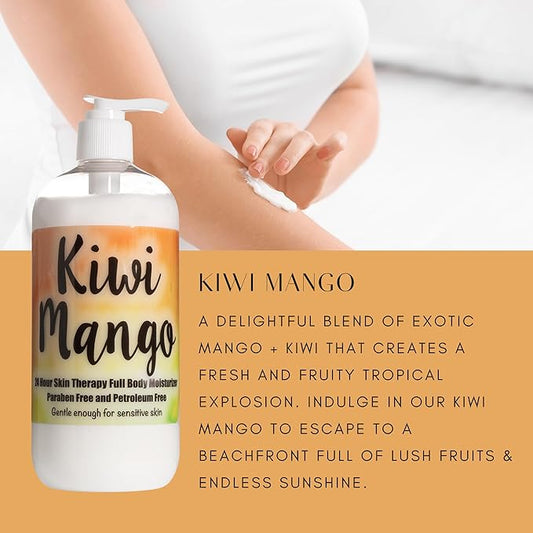 The Lotion Company 24 Hour Skin Therapy Lotion Combo Kit, Kiwi Mango Scent, Full Body Moisturizer, Paraben Free, Made in USA, w/ Aloe Vera – Hydrating Skincare Set