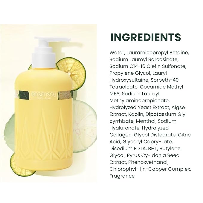 Moisturizing Body Wash for Dry Skin Women & Men, Full Body Washes with Hot Spring Yeast, Green Algae Extract & AHA from Japan, Natural Body Wash, Daily Use, 10.1 Fl Oz