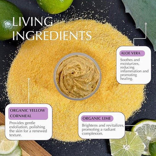 Honey Lime Polenta Face & Neck Plaster | Cleanse and Strengthen Skin | Powerful Ingredients for Radiant, Healthy Skin 2.5 oz