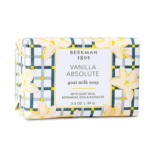 Beekman 1802 Goat Milk Body Soap Bar, Vanilla Absolute - Scented - 3.5 oz - Nourish, Moisturize & Hydrate - 100% Vegetable Soap with Lactic Acid - Cruelty Free - Packaging May Vary