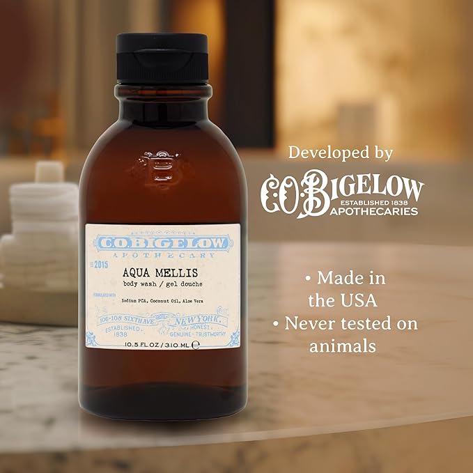 C.O. Bigelow Aqua Mellis Body Wash, Iconic Collection Moisturizing Body Wash with Coconut Oil & Aloe Vera, 10.5 Fl Oz