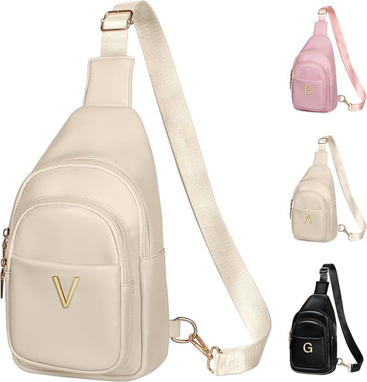 Birthday Gifts for Women Teen Girls, Initial Crossbody Sling Bag, Travel Purse for Women, Friends Sister Gifts