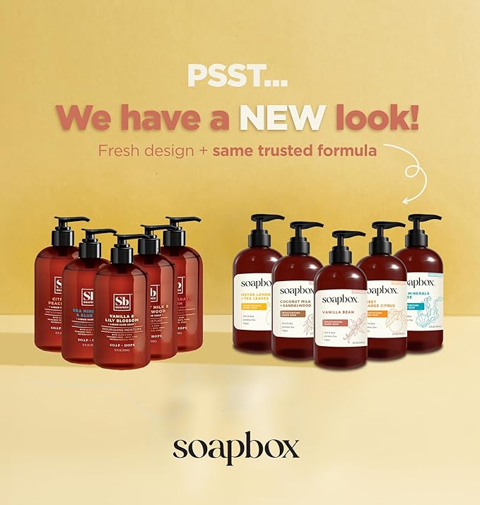 Soapbox Liquid Hand Soap, Sweet Orange Citrus - Gentle, Moisturizing Hand Cleanser, Aromatic & Soothing, Vegan & Cruelty Free Hand Wash for Kitchen and Bathroom, 12oz Pump Bottles (Pack of 3)