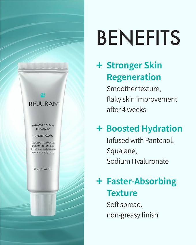 REJURAN® Turnover Cream Enhanced, DOT™ c-PDRN® - Salmon DNA PDRN Face Moisturizer for Regeneration, Deep Hydration, Collagen Boosting, and Glow-Enhancing Skin. Korean Skin Care (1.69 fl oz)